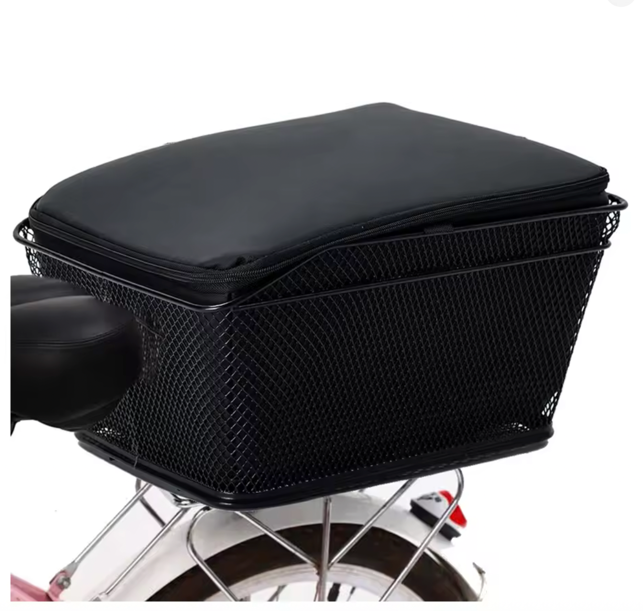 Rear Bike Basket Large Capacity Metal Wire Bicycle Basket with A Zippered Anti-wading Bag